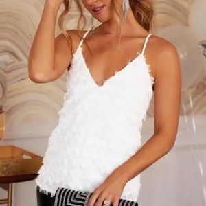 Cupshe White Feathered Tank Top - NWT